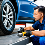 전문가 인터뷰   에어공구 선택법 - "A professional mechanic in a clean, well-lit garage, fully clothed in appropriate work attire, usin...