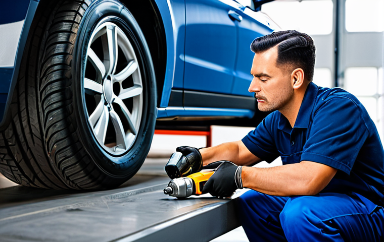 전문가 인터뷰   에어공구 선택법 - "A professional mechanic in a clean, well-lit garage, fully clothed in appropriate work attire, usin...